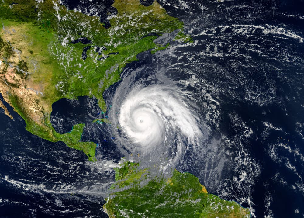 Satellite Image of a Hurricane In Atlantic Ocean