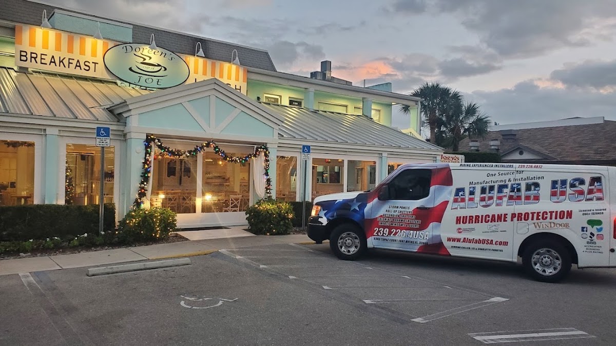 Alufab USA hurricane protection service van parked in Fort Myers